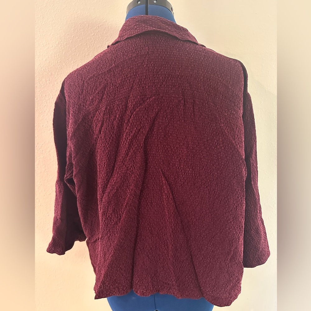 Textured Red Button-Up Shirt - Picture 2 of 3